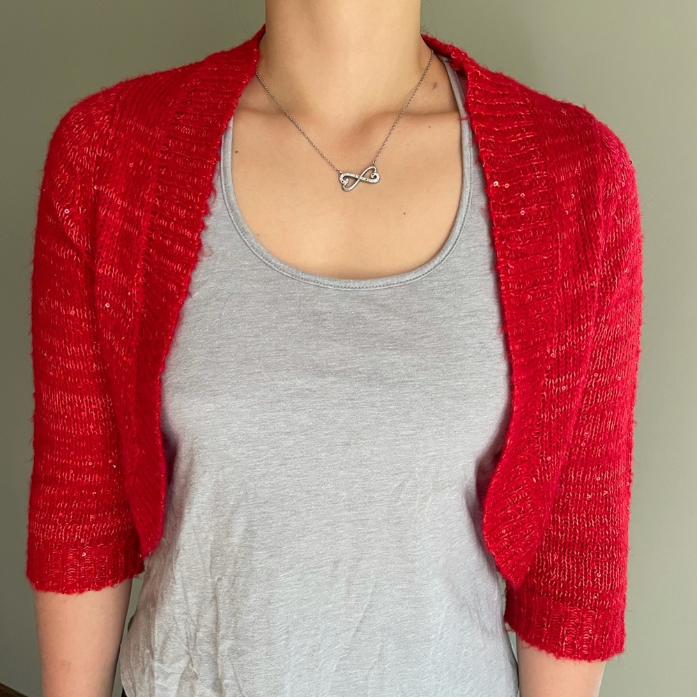 Short Red Cardigan